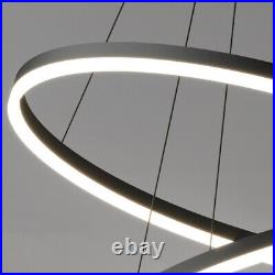 NEW Black LED Rings Pendant Lamp Round Circle Ceiling Light Chandelier