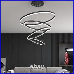 NEW Black LED Rings Pendant Lamp Round Circle Ceiling Light Chandelier