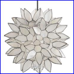 Natural White Capiz Shell/Copper Ceiling Pendant Light Seaside/Nautical Lamp