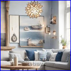 Natural White Capiz Shell/Copper Ceiling Pendant Light Seaside/Nautical Lamp