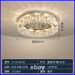 New LED Round Pendant Light Crystal Circle Ceiling Lamp Chandelier Living Room
