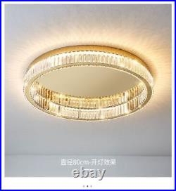 Round Crystal Ceiling Lamp Living Room LED Pendant Light Bedroom Chandelier