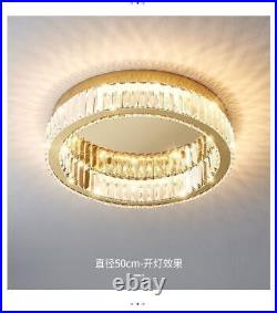 Round Crystal Ceiling Lamp Living Room LED Pendant Light Bedroom Chandelier