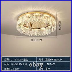 Round Pendant Light Crystal LED Circle Ceiling Lamp Chandelier Living Room Loft