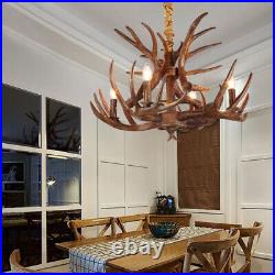 Rustic Deer Horn Chandelier Lodge Retro Resin Antler Pendant Lamp Ceiling Light