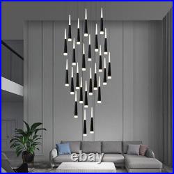 Stair Chandelier Lighting Bar Pendant Light Hotel LED Lamp Black Ceiling Lights