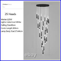 Stair Chandelier Lighting Bar Pendant Light Hotel LED Lamp Black Ceiling Lights