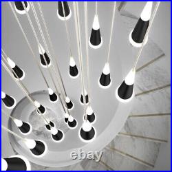 Stair Chandelier Lighting Bar Pendant Light Hotel LED Lamp Black Ceiling Lights