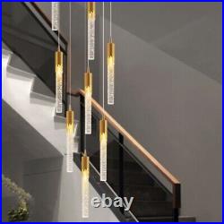 Stair Chandelier Lighting Crystal Pendant Light Hotel Lamp Bar LED Ceiling Light