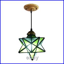 Tiffany Stained Glass Lamp Star Ceiling Light Art Deco Pendant Hanging Lighting