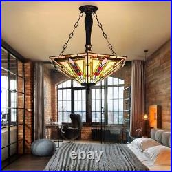 Tiffany Style Ceiling Light Retro Dining Room Chandelier Stained Glass Lamp E26