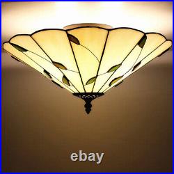 Tiffany Style Semi Flush Mount Ceiling Light Stained Glass Lamp Fixture 3-Light