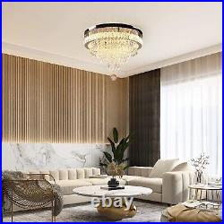 US Modern Crystal LED Ceiling Light Chandelier Flush Mount Lamp Lighting Fixture