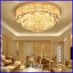 US Modern Crystal LED Ceiling Light Chandelier Flush Mount Lamp Lighting Fixture