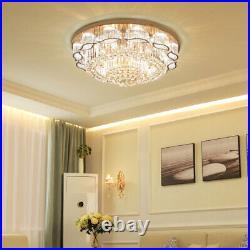 US Modern Crystal LED Ceiling Light Chandelier Flush Mount Lamp Lighting Fixture