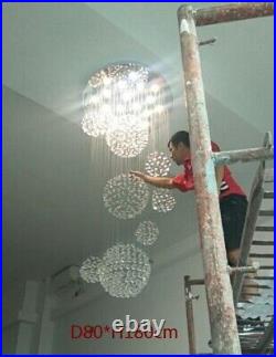 Villa Crystal Spiral Ball Pendant Light Hotel Chandelier Staircase Ceiling Lamp