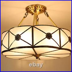 Vintage Ceiling Light Chandelier Stained Glass Lamp Flush Mount Fixture 110-220V