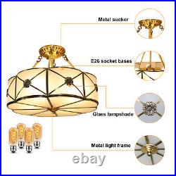 Vintage Ceiling Light Chandelier Stained Glass Lamp Flush Mount Fixture 110-220V