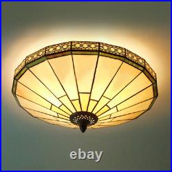 Vintage Flush Mount Ceiling Light Tiffany Style Stained Glass Shade Lamp Fixture