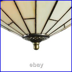 Vintage Flush Mount Ceiling Light Tiffany Style Stained Glass Shade Lamp Fixture