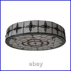 Vintage Tiffany Style Stained Glass Flush Mount Ceiling Light Lamp Fixture