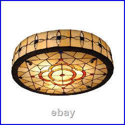 Vintage Tiffany Style Stained Glass Flush Mount Ceiling Light Lamp Fixture