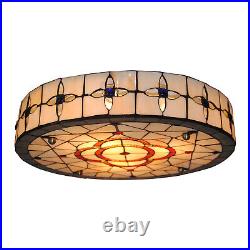 Vintage Tiffany Style Stained Glass Flush Mount Ceiling Light Lamp Fixture