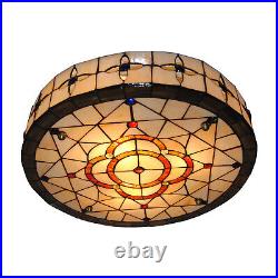 Vintage Tiffany Style Stained Glass Flush Mount Ceiling Light Lamp Fixture